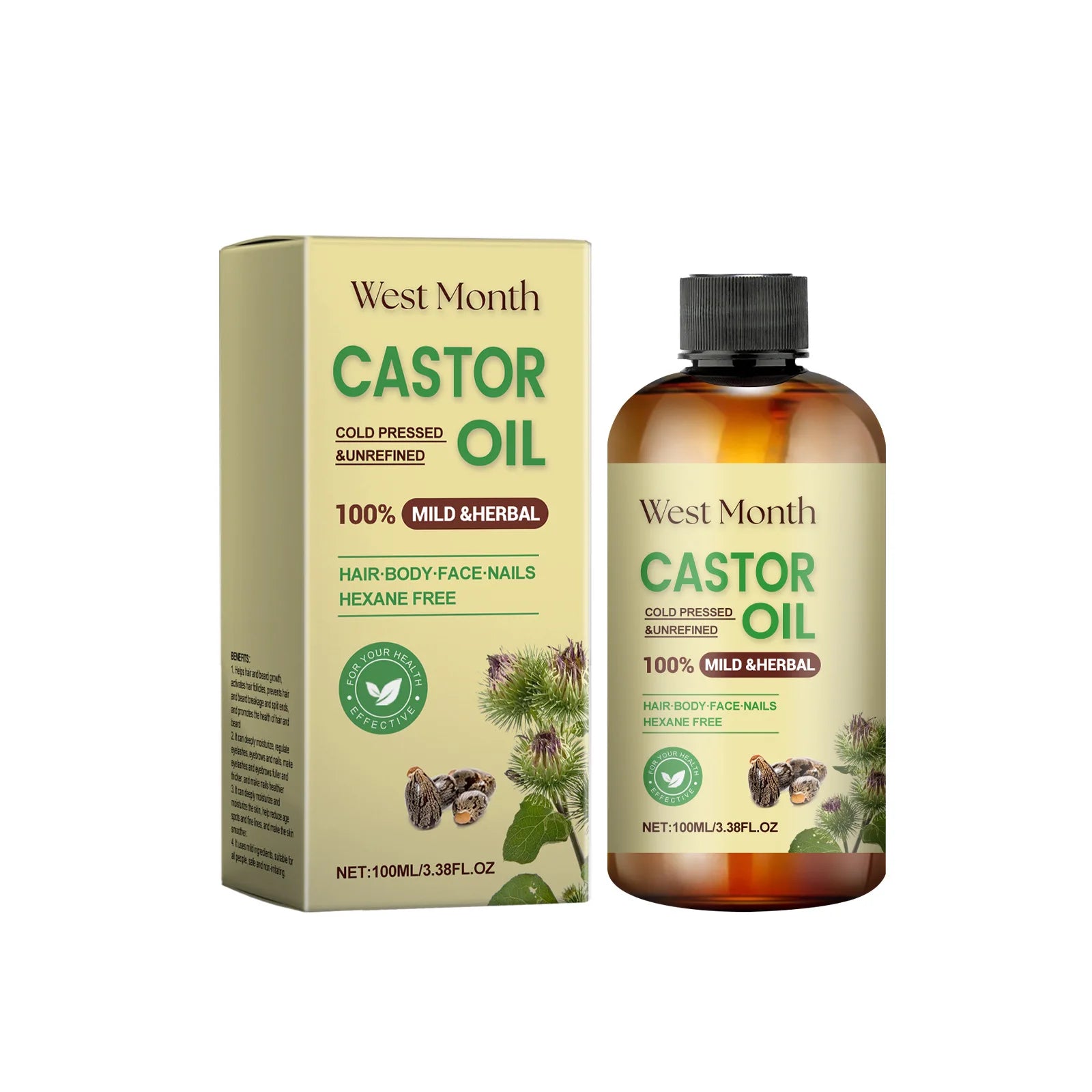 Hair Care Castor Oil Nourishing Long-Lasting Hyrdation Promote Nails Growth Eyebrow Thickener Moisturizing Multi-effect Care Oil
