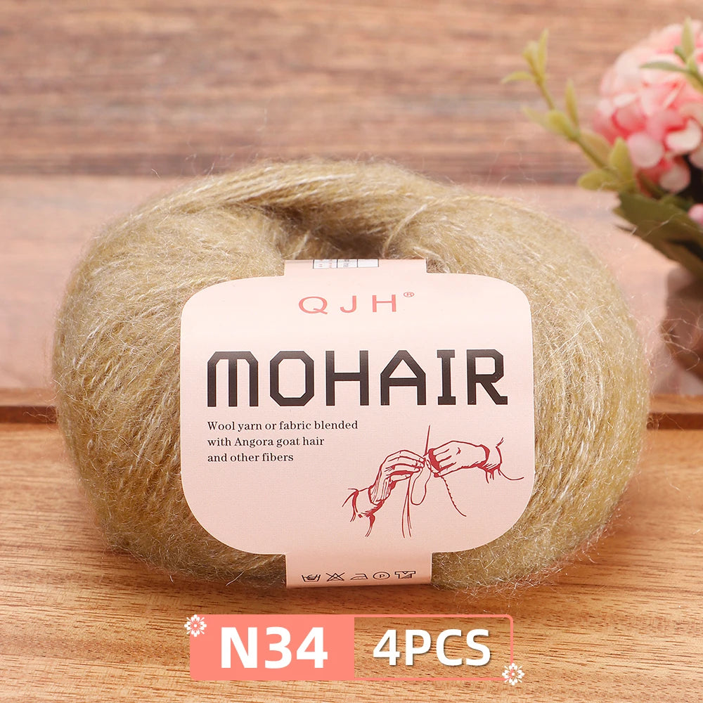 Mohair Yarn Set 4-Skein Bundle, 130m Each — Multicolor | KIMLUD