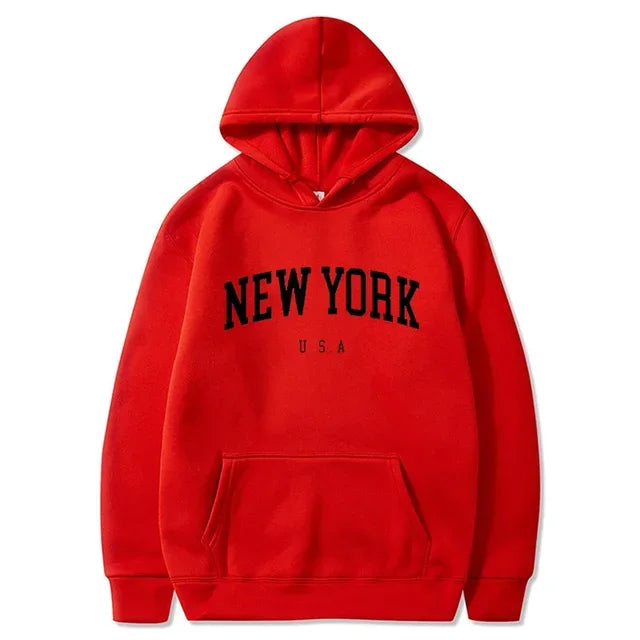 Hoodies – City Letter Graphic – Polyester – Loose Casual | KIMLUD