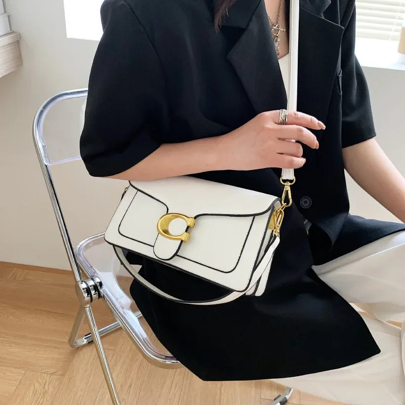PU Leather Caviar-Grain Square Bag Crossbody — Black | KIMLUD