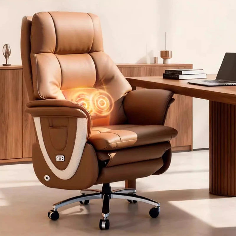 Genuine Leather Solid Executive Chair — Brown | KIMLUD