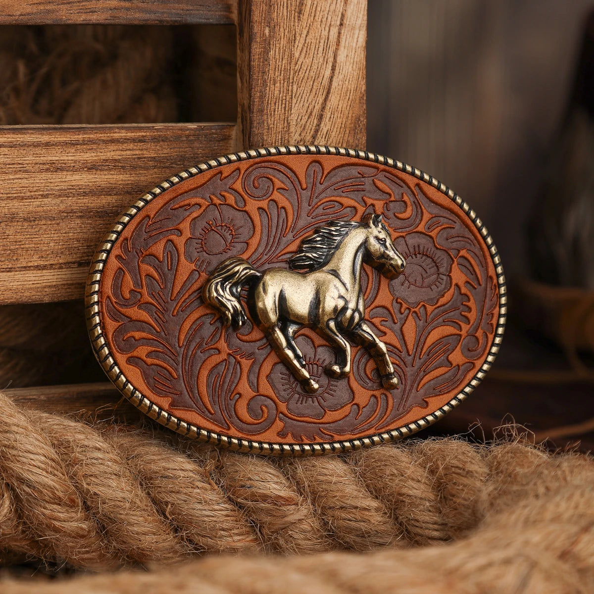 Belt Buckle – Western Cowboy Style – Horse Relief | KIMLUD