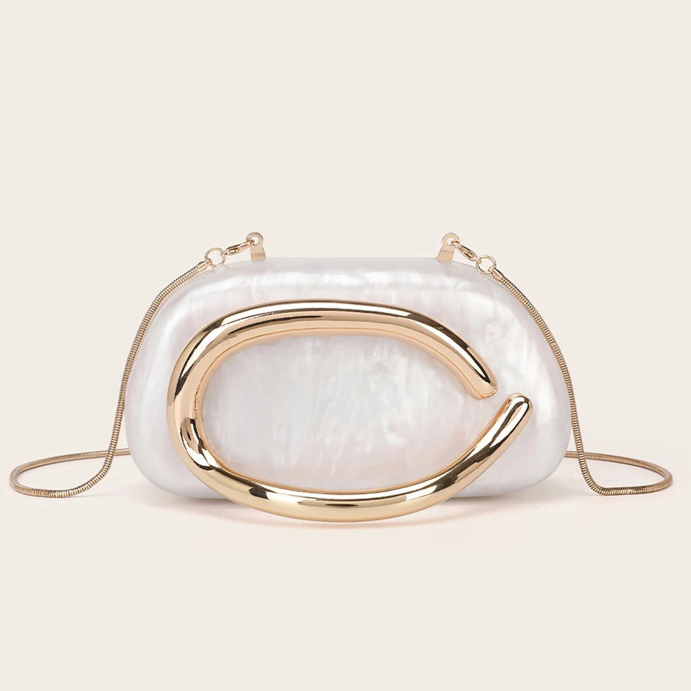 PVC Box Clutch Bride Bag — Champagne Ivory | KIMLUD