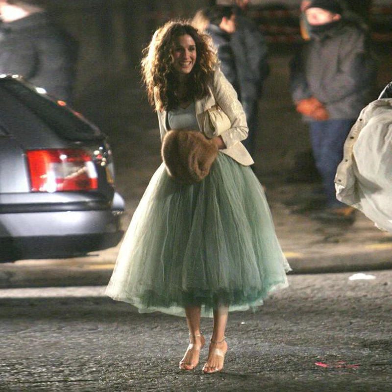 Ankle-Length Tulle Skirt – Puffy – Mesh – Mint Green | KIMLUD