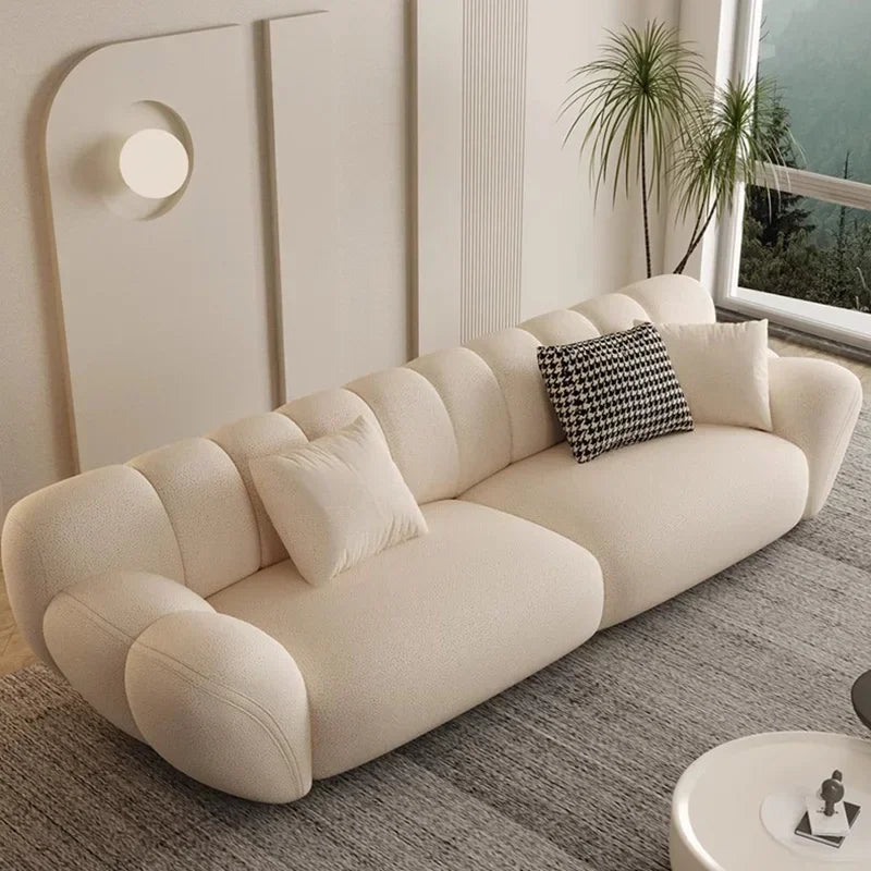 Velvet Sofa Set Nordic Minimal Relaxed — Creamy White | KIMLUD