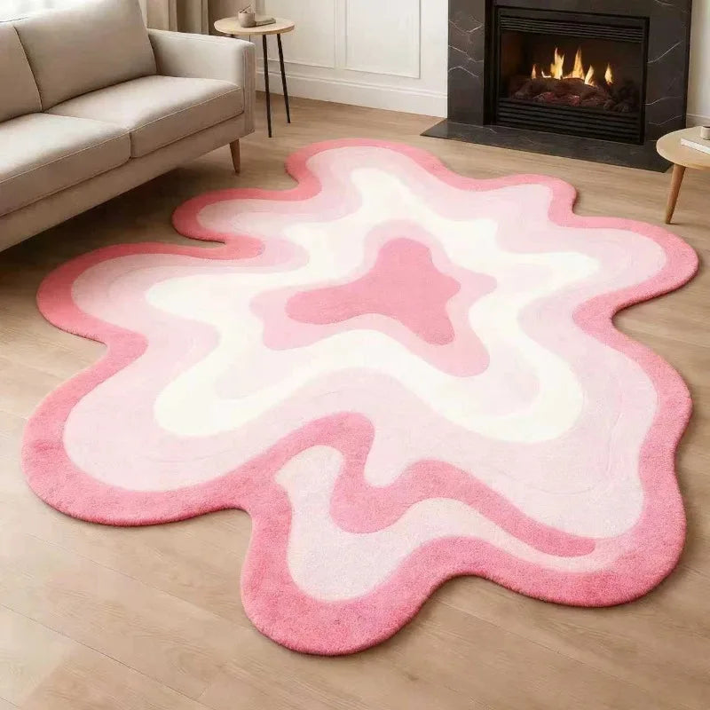 Abstract Plush Rug Irregular Shape — Navy | KIMLUD