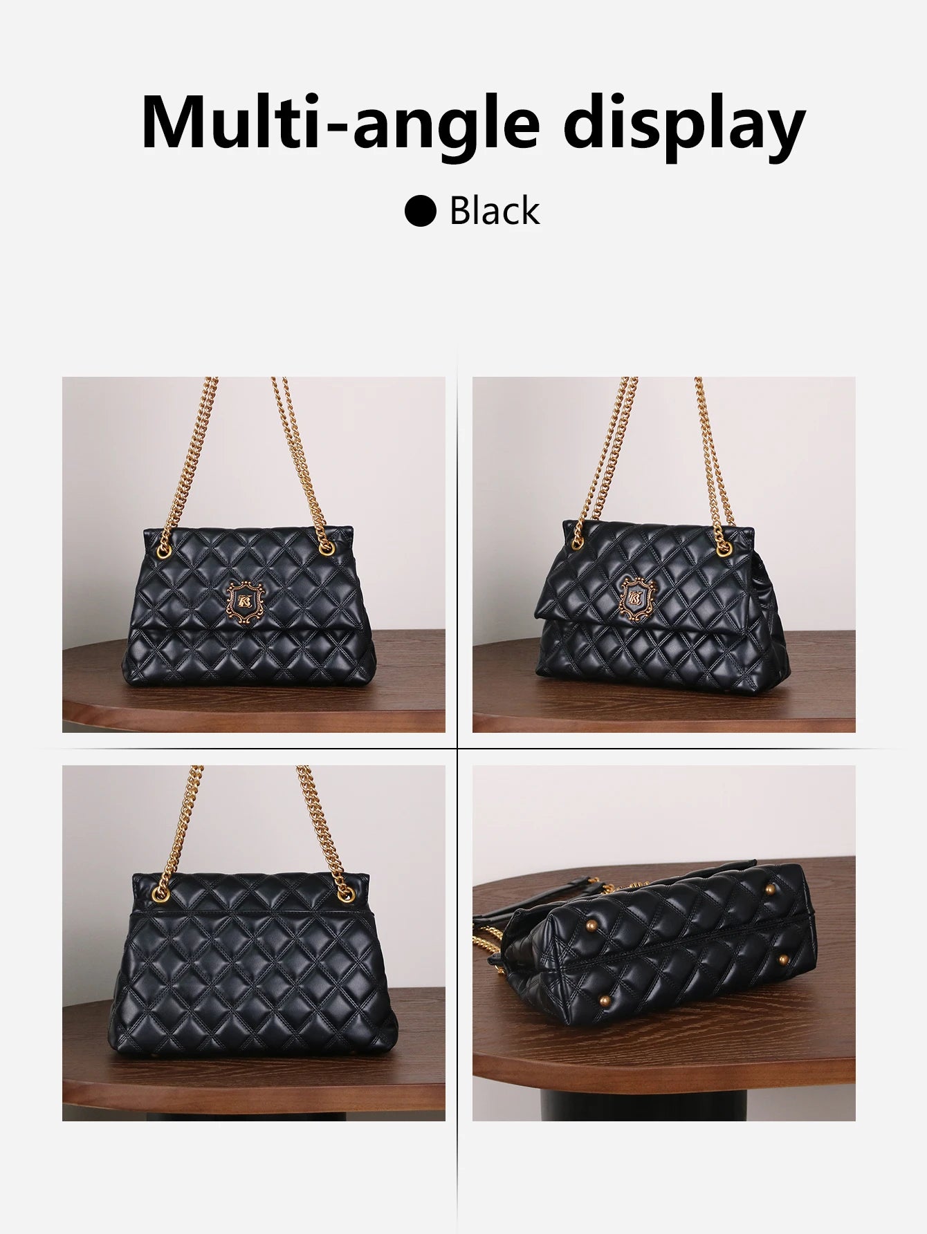 Premium PU Solid Shoulder Bag — Jet Black | KIMLUD