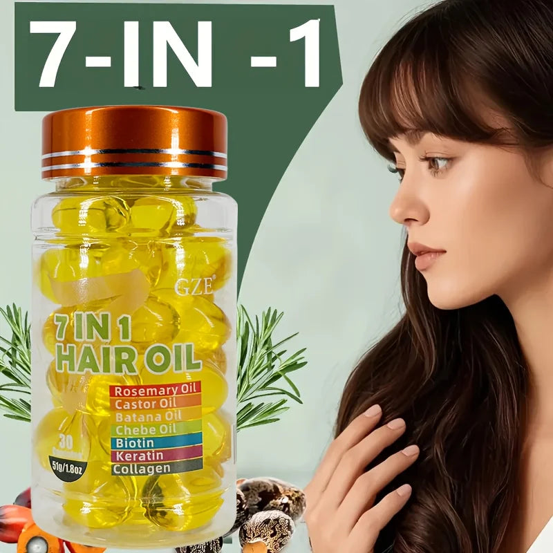 Natural Oil Blend Hair Oil 7-In-1 With Rosemary Castor Oil — Amber | KIMLUD
