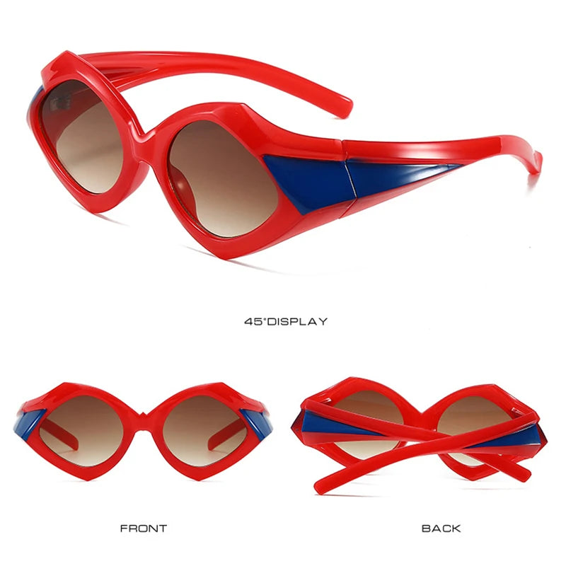 Y2K Oversized Irregular Rhombus Sunglasses — Black | KIMLUD