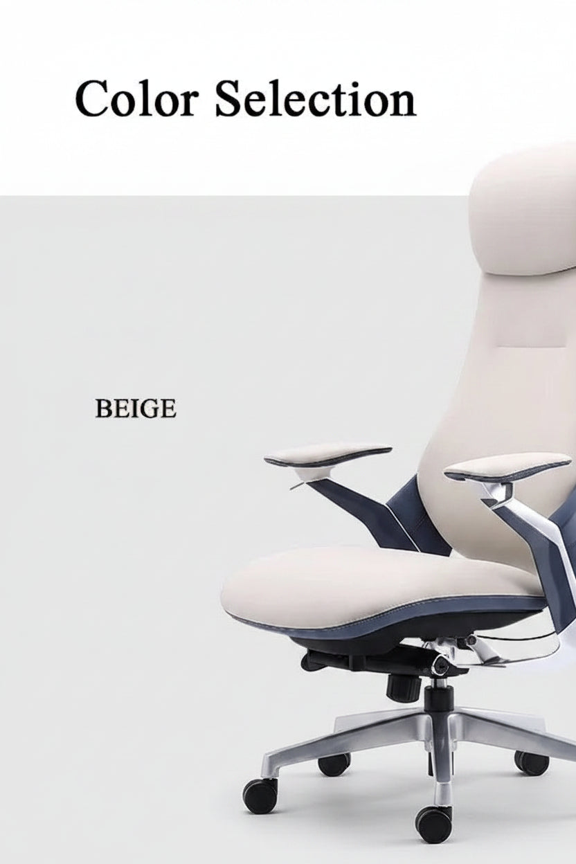 An office chair shown on a clean light gray background with the text 'Color Selection' at the top and 'BEIGE' to the left, indicating the chair upholstery color is beige.