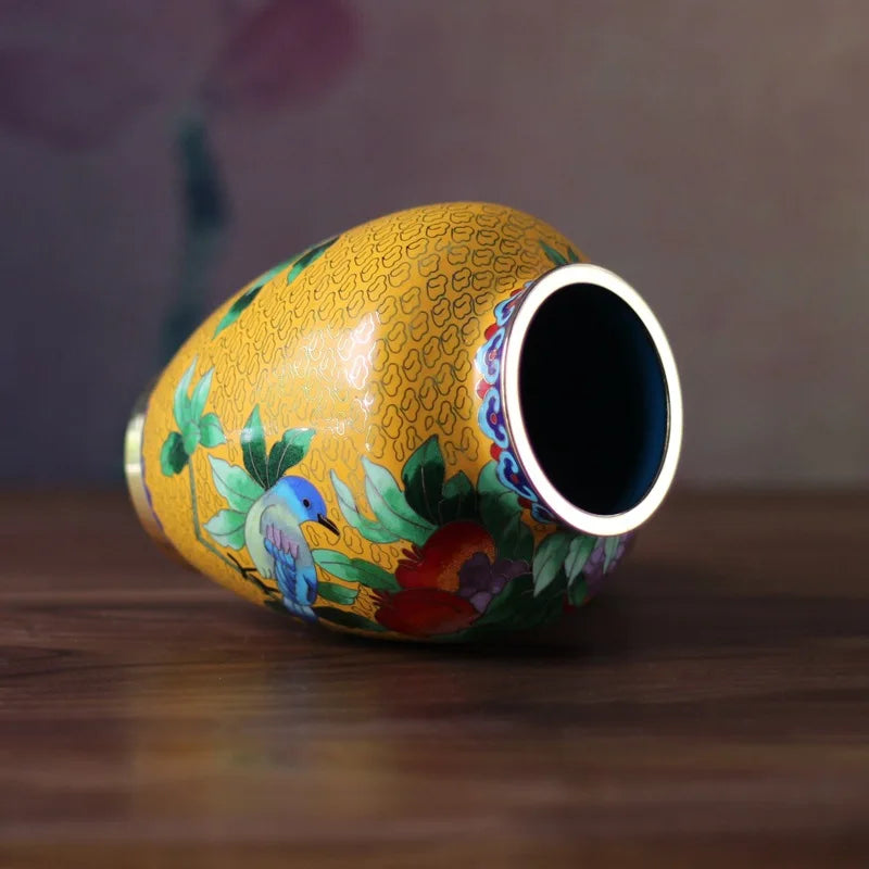 Handmade Cloisonn Flower Vase, Copper Body Wire Wound, Enamel Plant Vase, Desktop Decorative, Exquisite Workmanship, Room Decor