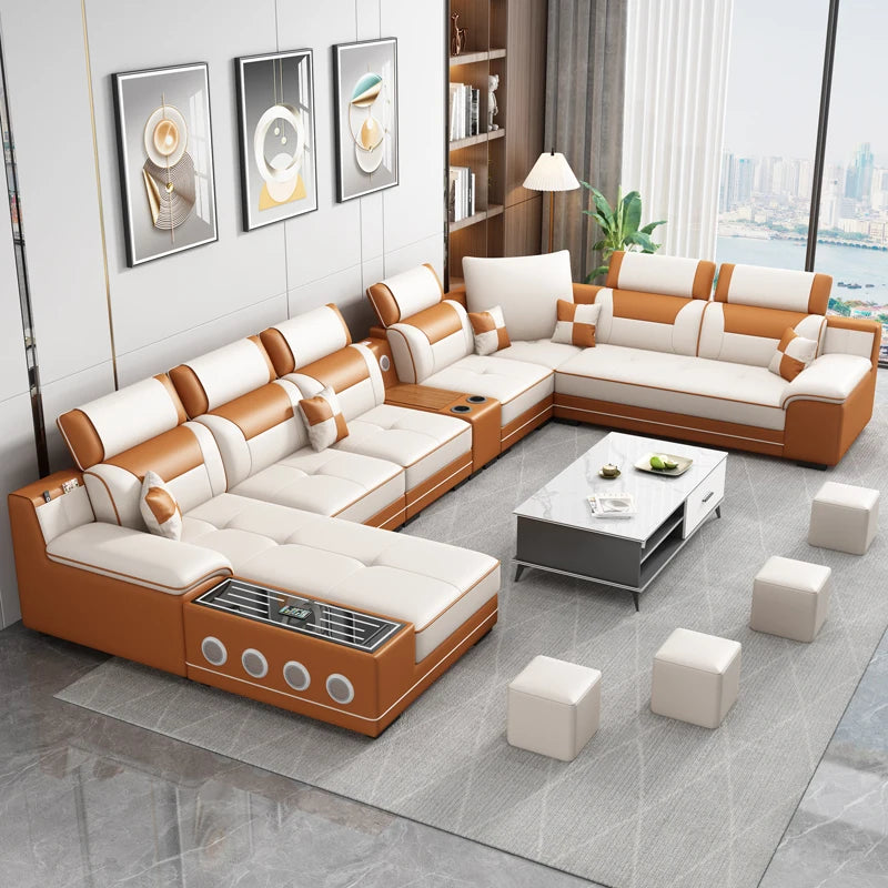 Fabric Sofa Modern Minimalist U-Shape — Gray | KIMLUD