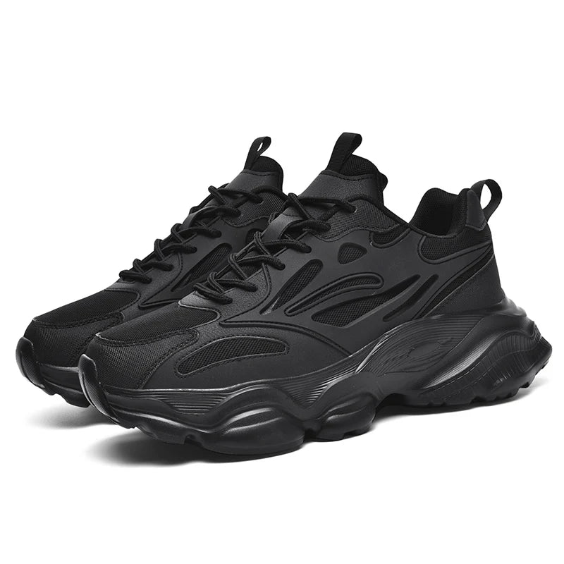 Air Mesh Platform Sneakers Casual Running Shoes — Black | KIMLUD