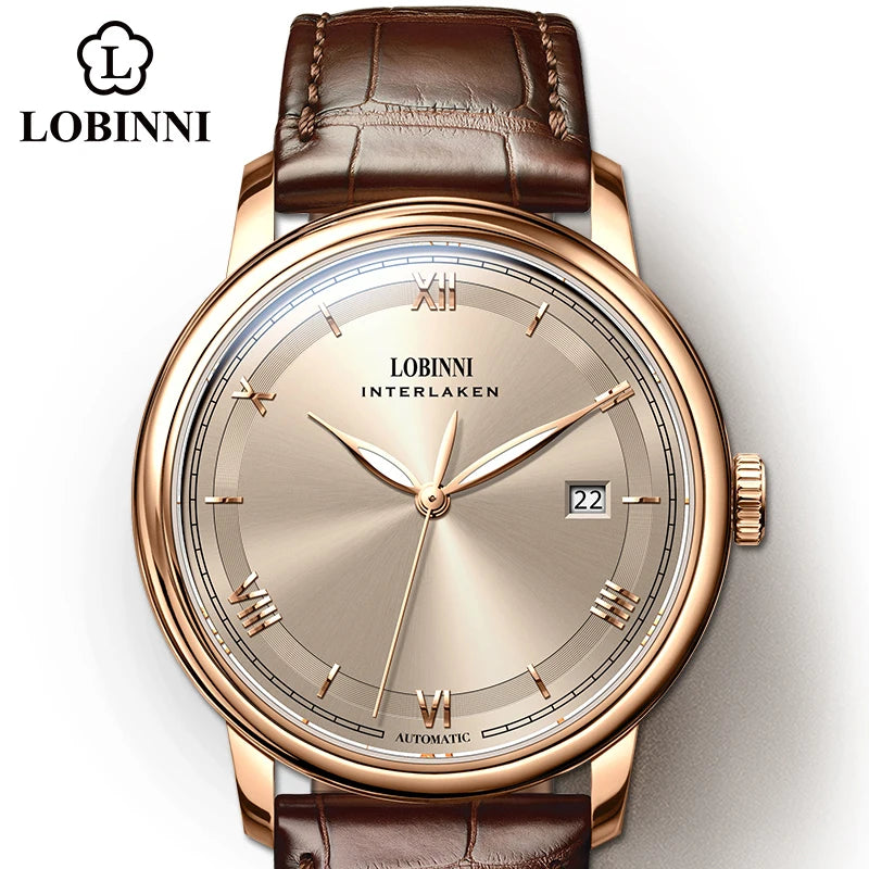 Switzerland LOBINNI Men Watches Luxury Brand Perpetual Calender Japan MIYOTA Auto Mechanical Men's Clock Sapphire Leather