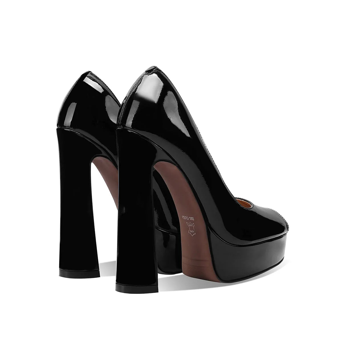 Pumps – Peep Toe Platform – Patent Leather – Round Toe | KIMLUD