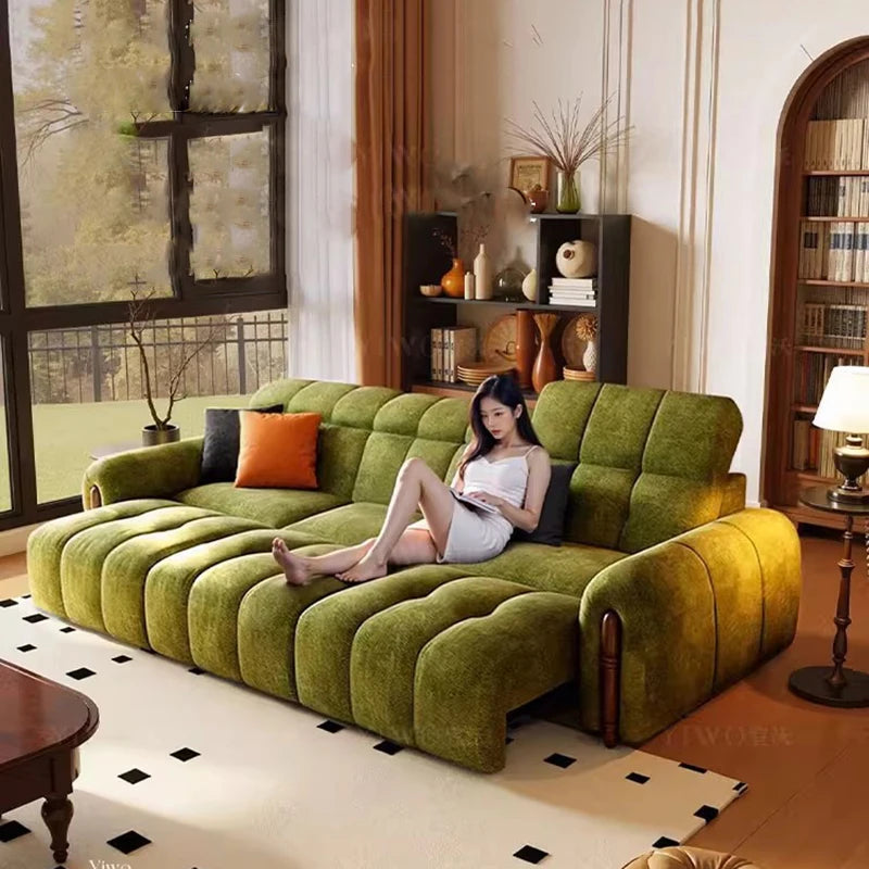 Chinese Style Living Room Sofa Multifunctional Smart Seating — Olive Green | KIMLUD