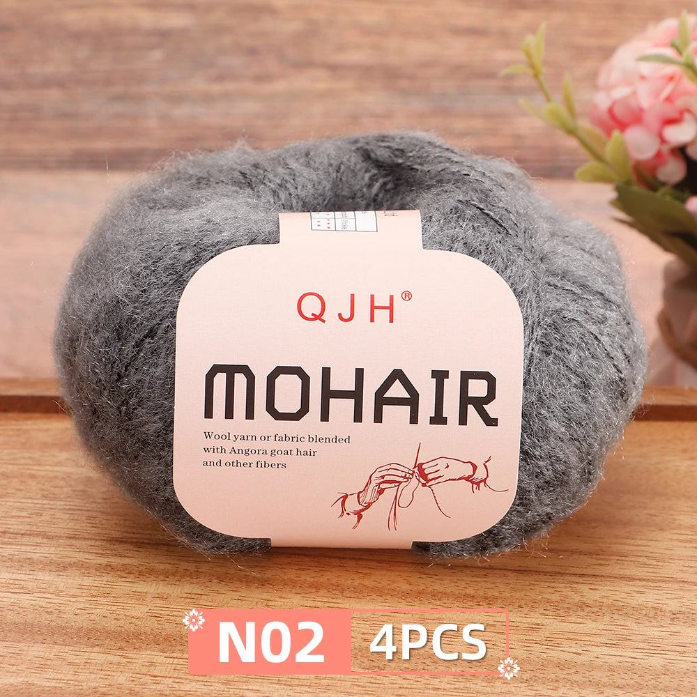 Mohair Yarn Set 4-Skein Bundle, 130m Each — Multicolor | KIMLUD