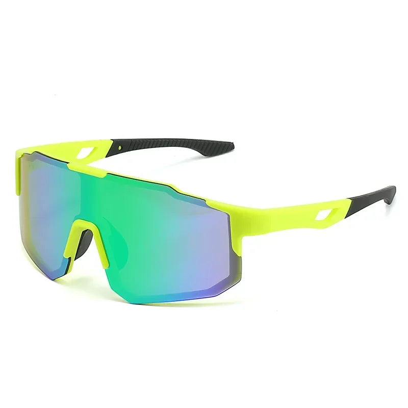 Wraparound Polycarbonate Cycling Sunglasses Big-Frame Silhouette — Black | KIMLUD