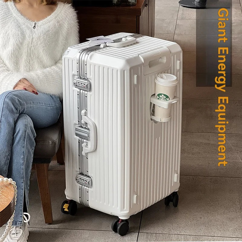 Large capacity 28-inch student thickened handle suitcase for girls, 26-inch aluminum frame travel suitcase for men