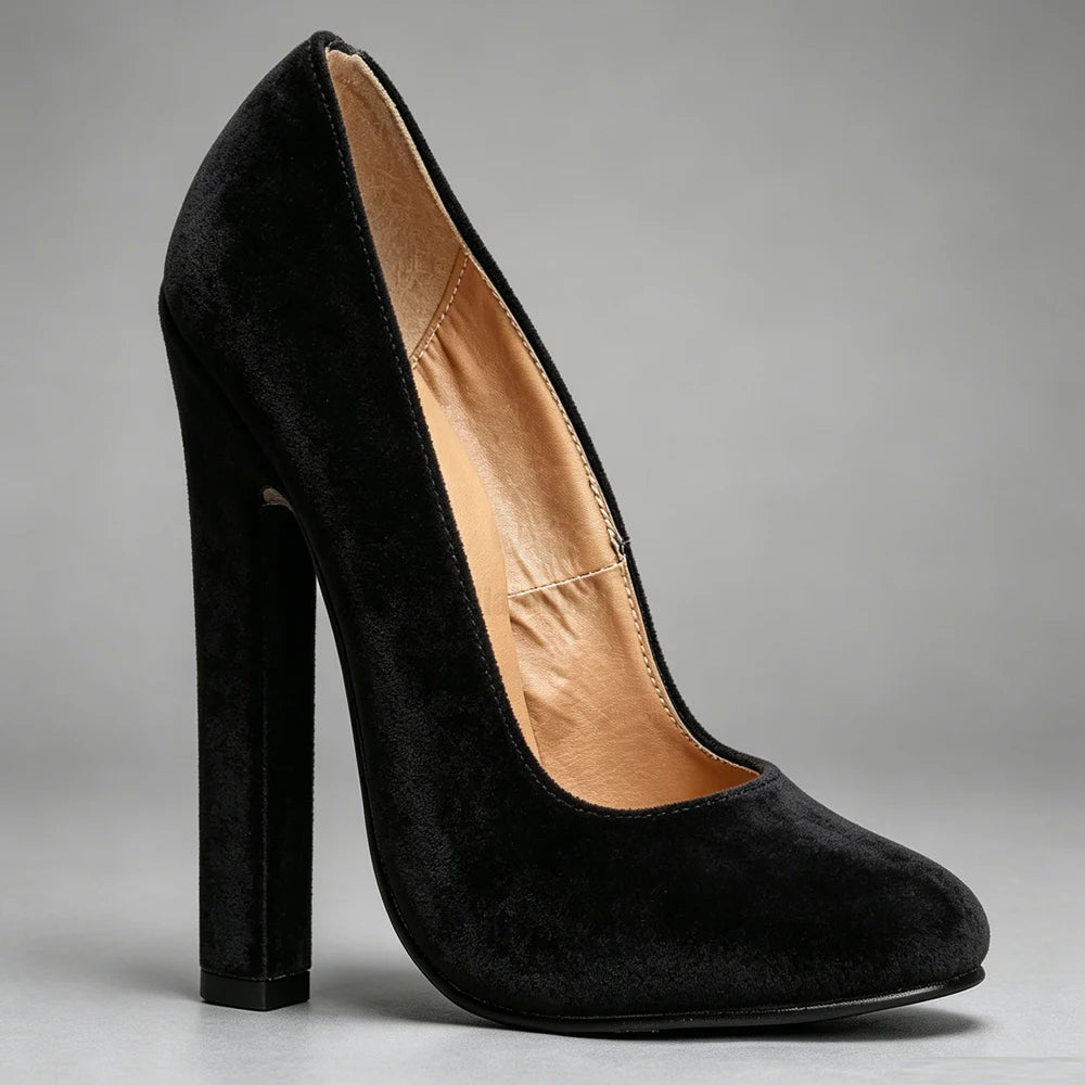 Pumps – 6 Inch Purple Suede – Block Heel – Plus Size Women | KIMLUD