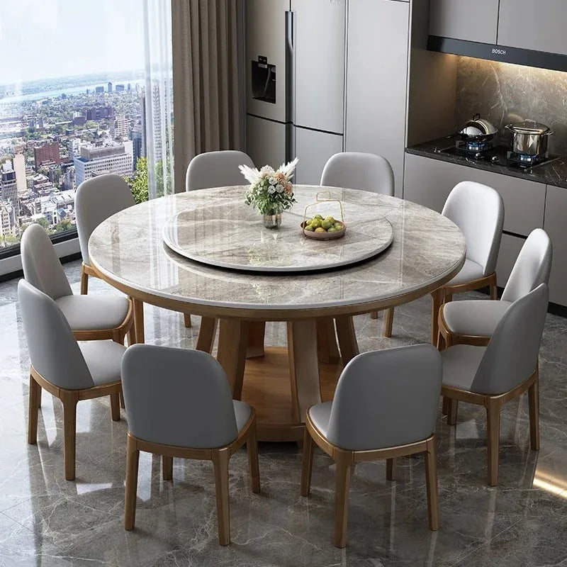 Marble Round Dining Table Pedestal Base — White | KIMLUD