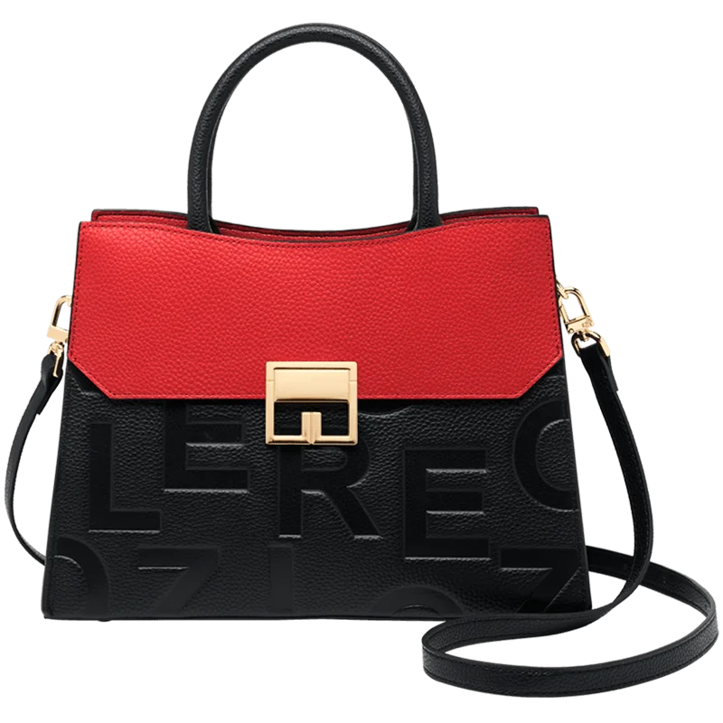 KIMLUD, ZOOLER 100% Genuine Leather Women's Handbags Red Cover Black Body Shoulder Messenger Bags Skin  Ladies Purses Winter#YC355, KIMLUD Women's Clothes