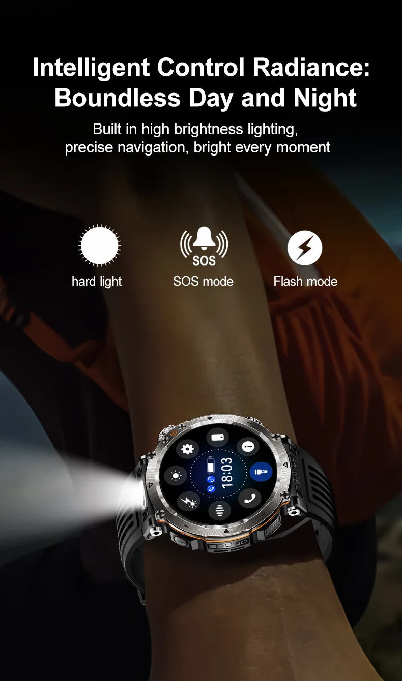 HT30 Smart Watch Bluetooth Call Men Outdoor Sports Fitness Compass Heart Rate Health Monitoring 600mAh Large Battery Smartwatch