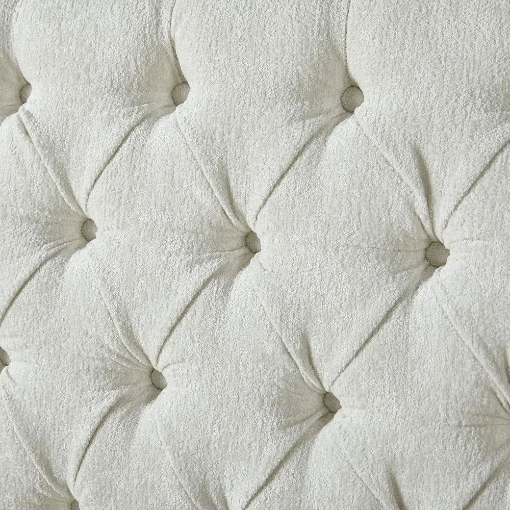 Chenille Upholstered Sleigh Bed Solid — Ivory | KIMLUD