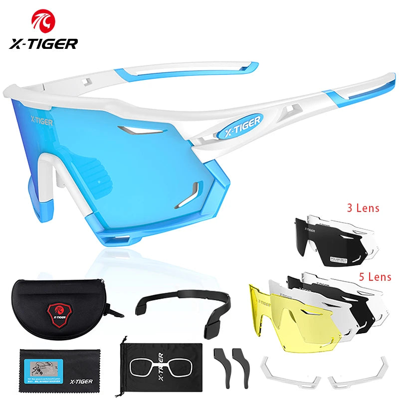 X-TIGER Cycling Glasses UV400 Photochromic Cycling Sunglasses Sports Polarized Men's Sunglasses MTB Racing Bike Glasses Eyewear