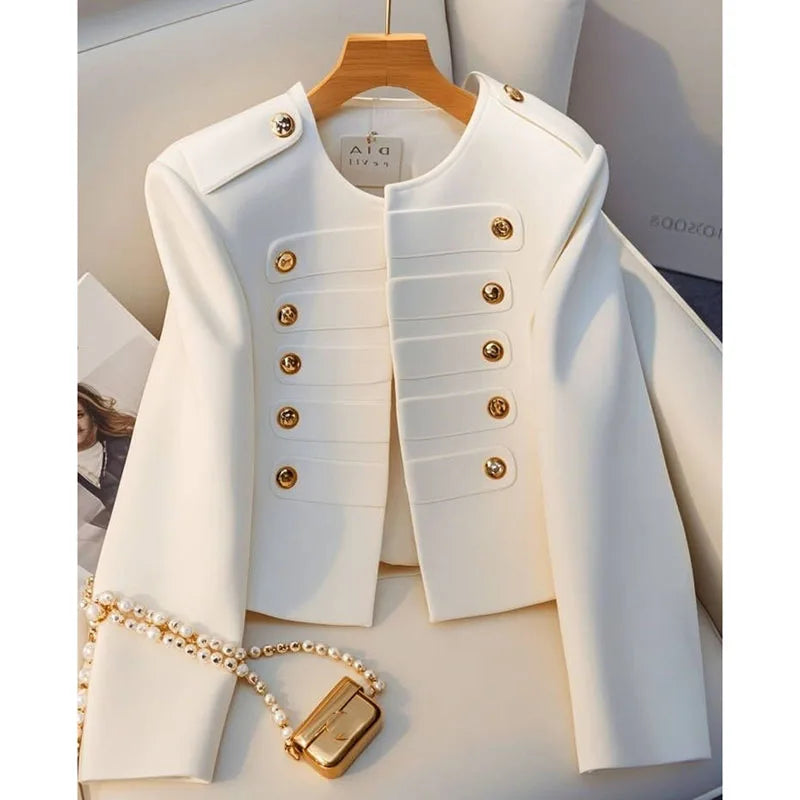 Korean Fashion Women's Jackets 2025 Autumn All-match New white Long Sleeve Temperament Top Lady Ladies Short Coat Outerwear
