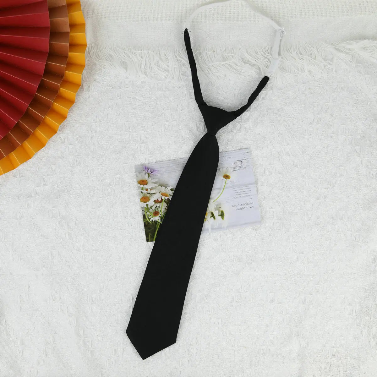 Trendy Black and Navy JK Tie Girl's Boy's Korean Uniform for Students Pre-tied Short Tie with Handmade Design