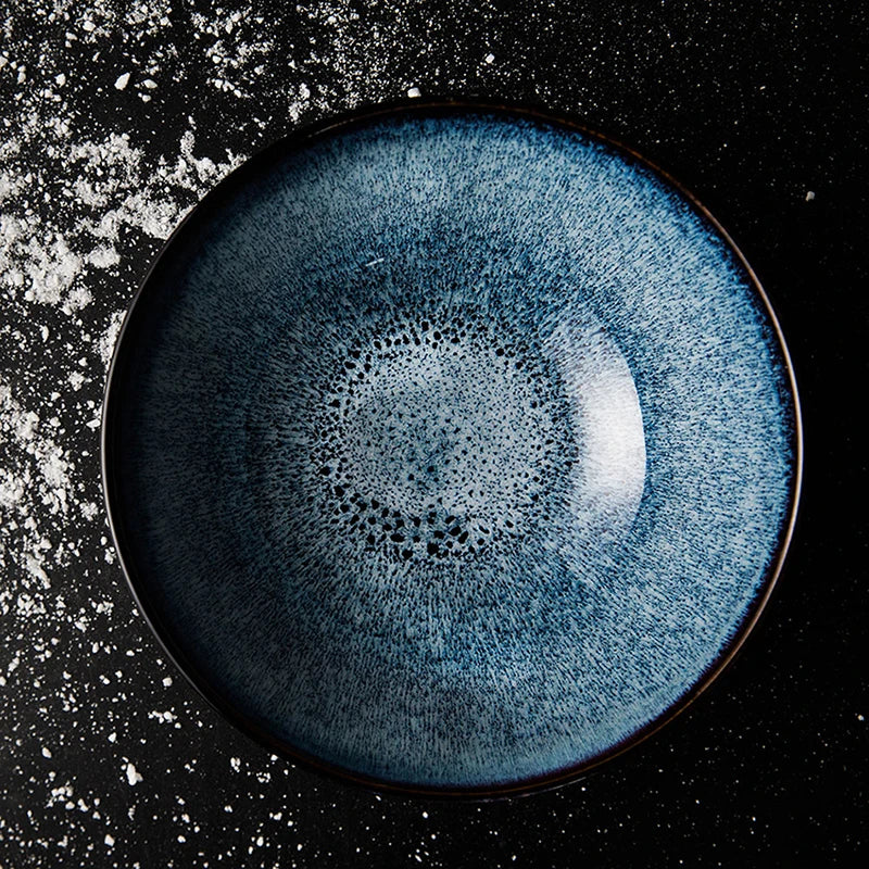 Porcelain Ramen Noodle Bowl Underglazed Retro — Cobalt Blue | KIMLUD