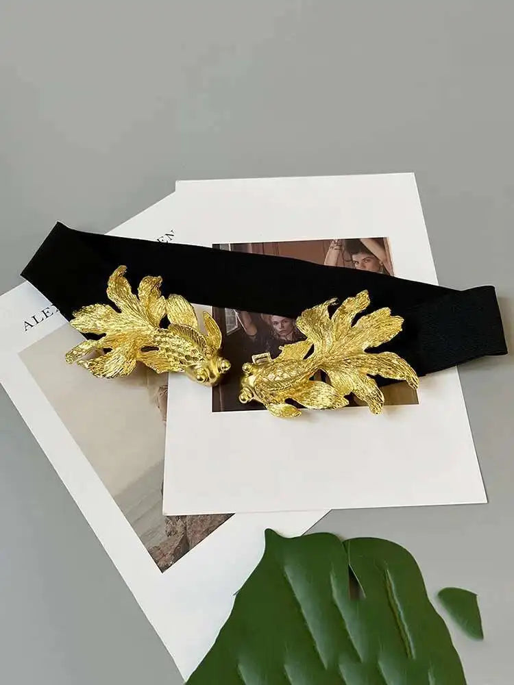 Belt – Goldfish Buckle Design – PU Metal – Adjustable | KIMLUD
