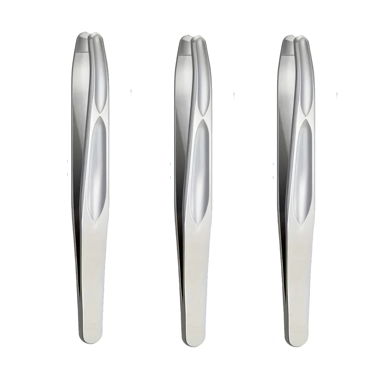 Round Head Tweezers For Eyebrow And Facial Hair — Silver | KIMLUD