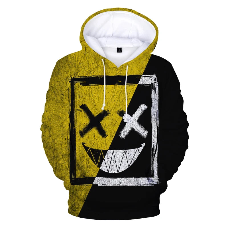 Hoodie – XOXO Pattern Devil Smiling Face 3D – Poly | KIMLUD