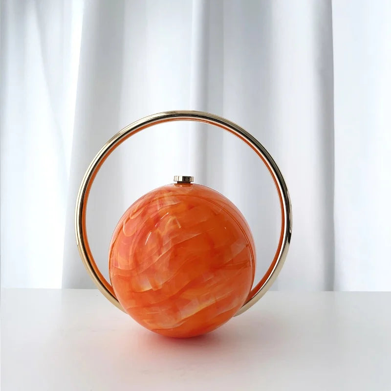 Marble Pattern Spherical Banquet Bag Electroplated Handle — Marble | KIMLUD
