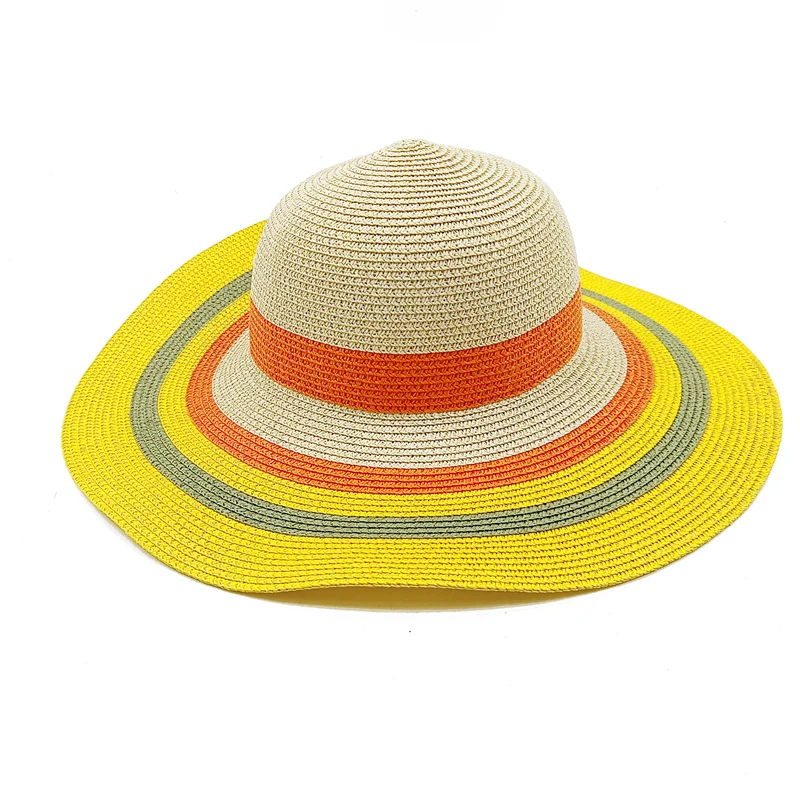 KIMLUD, Rainbow Hat Women's Colorful Big Eave Straw Hat Summer Sunscreen Sunshade Hat Tourism Sun Hat Beach Hat Wholesale, 9 / 56-58cm / CHINA, KIMLUD Womens Clothes