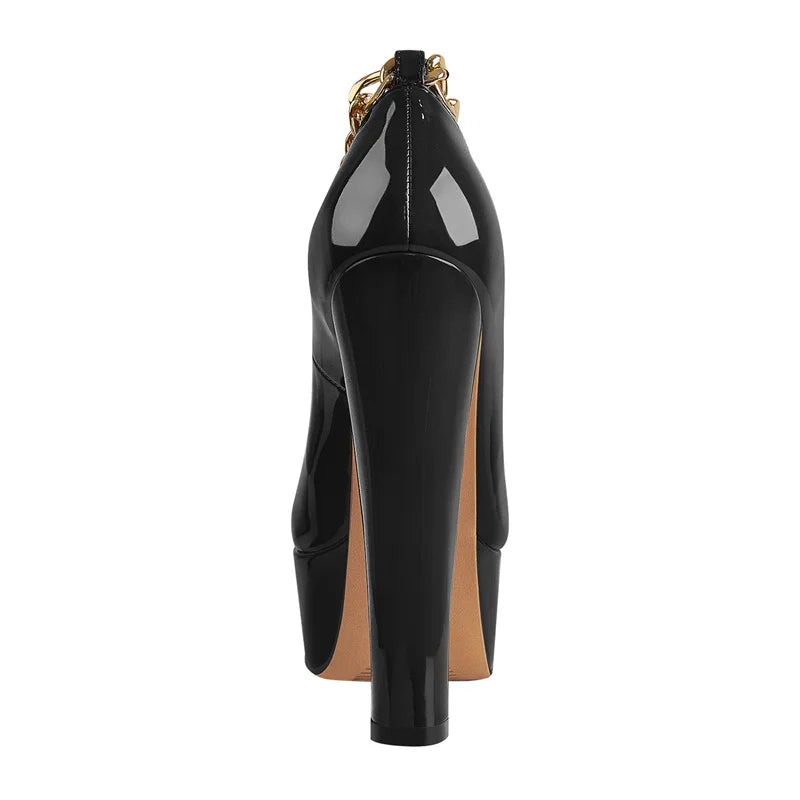 Pumps – Platform Round Toe High Heels Slip-On – PU | KIMLUD