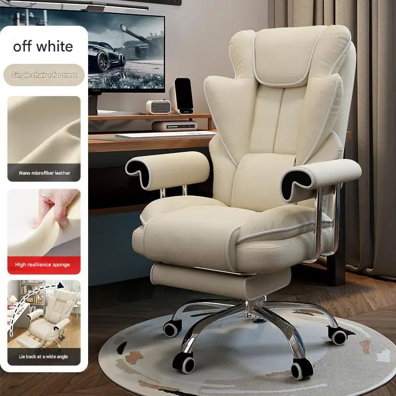 Ergonomic Kneeling Office Chair Cortex Upholstery With Contoured Backrest And Five-Star Mobility — Cream Ivory | KIMLUD