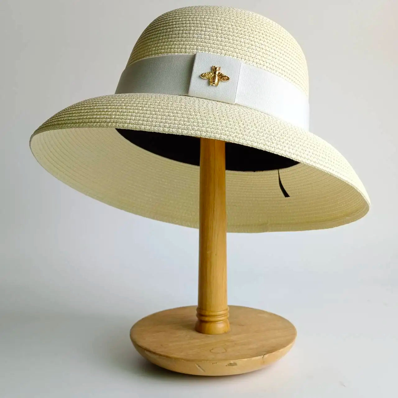 Straw Hepburn Style Solid Sun Hat — Natural | KIMLUD