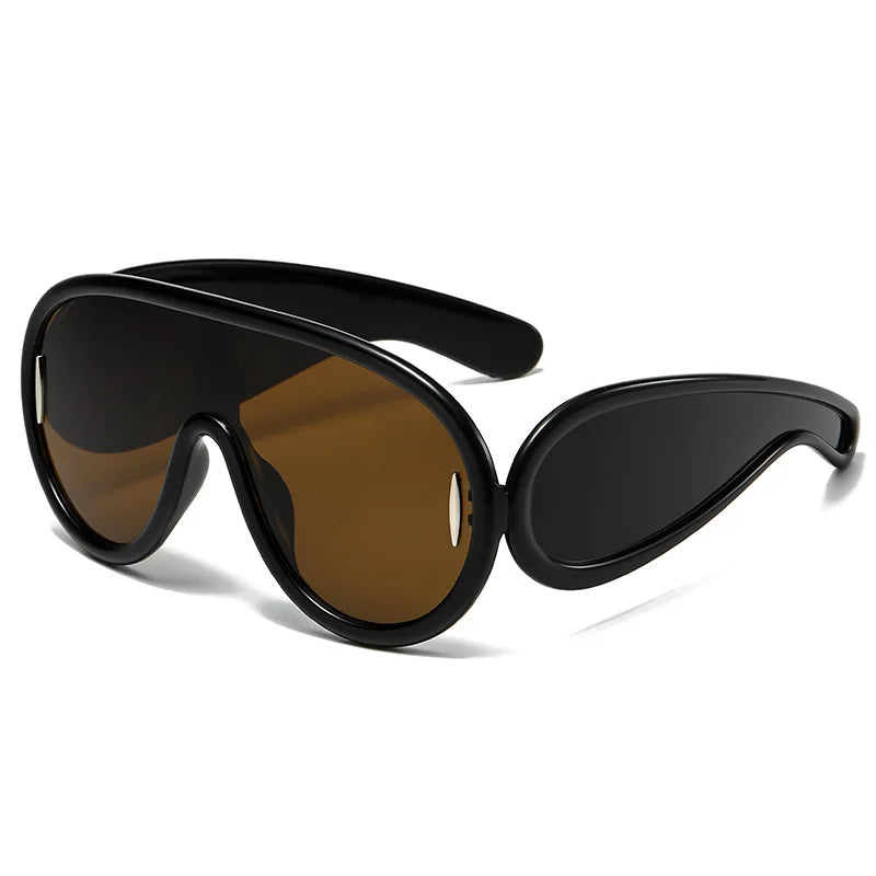 Vintage Round Sunglasses Exaggerated Circular Frames — Black | KIMLUD