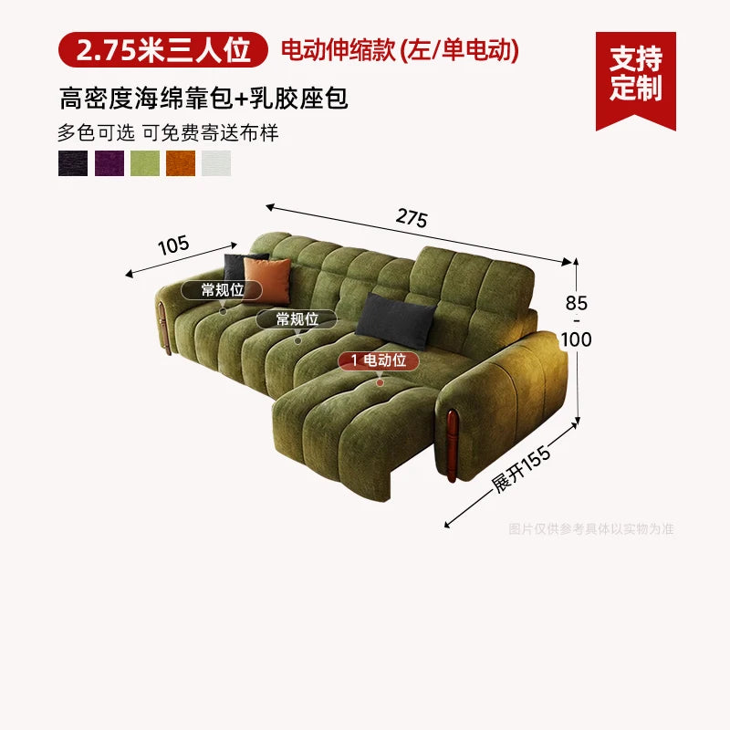 Chinese Style Living Room Sofa Multifunctional Smart Seating — Olive Green | KIMLUD