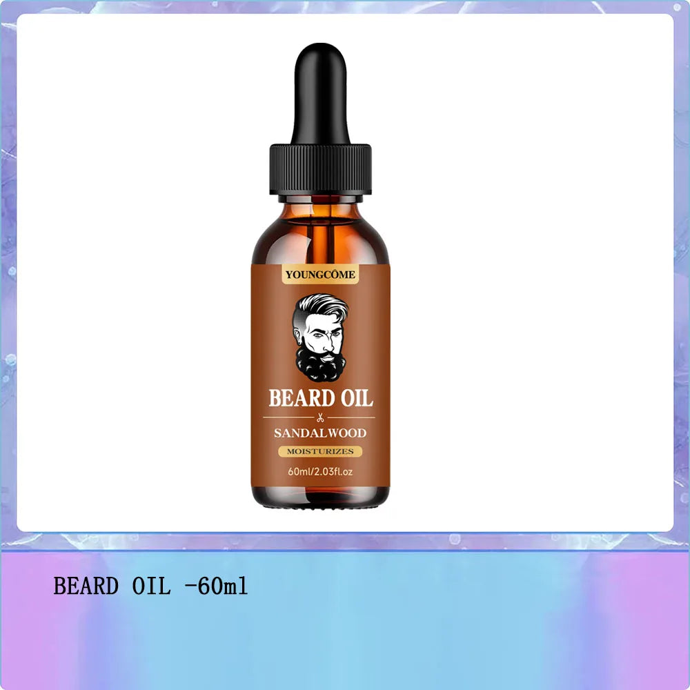 Sandalwood Beard Care Duo Growth Oil And Balm Set For Nourishing Grooming Ritual — Sandalwood Brown | KIMLUD
