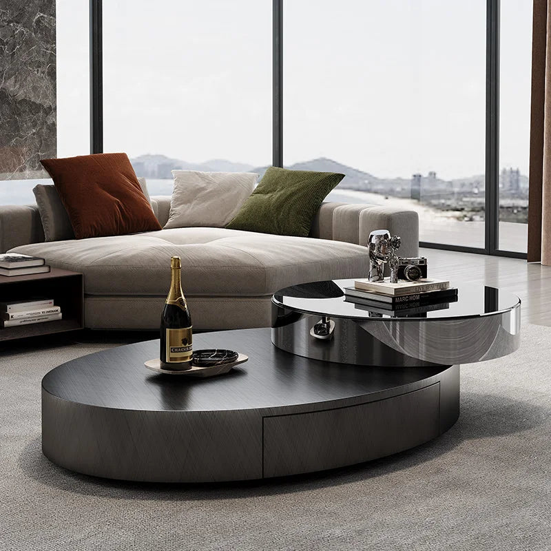 Italian Minimalist Coffee Table Unique Mechanism Round Aesthetic Side Table Simple Decoration Mesa Auxiliar Postmodern Furniture