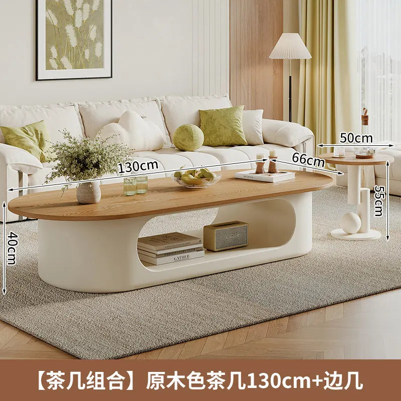 Minimalist Ellipse Coffee Table For Compact Living Rooms With Subtle Modern Aesthetic — Walnut | KIMLUD