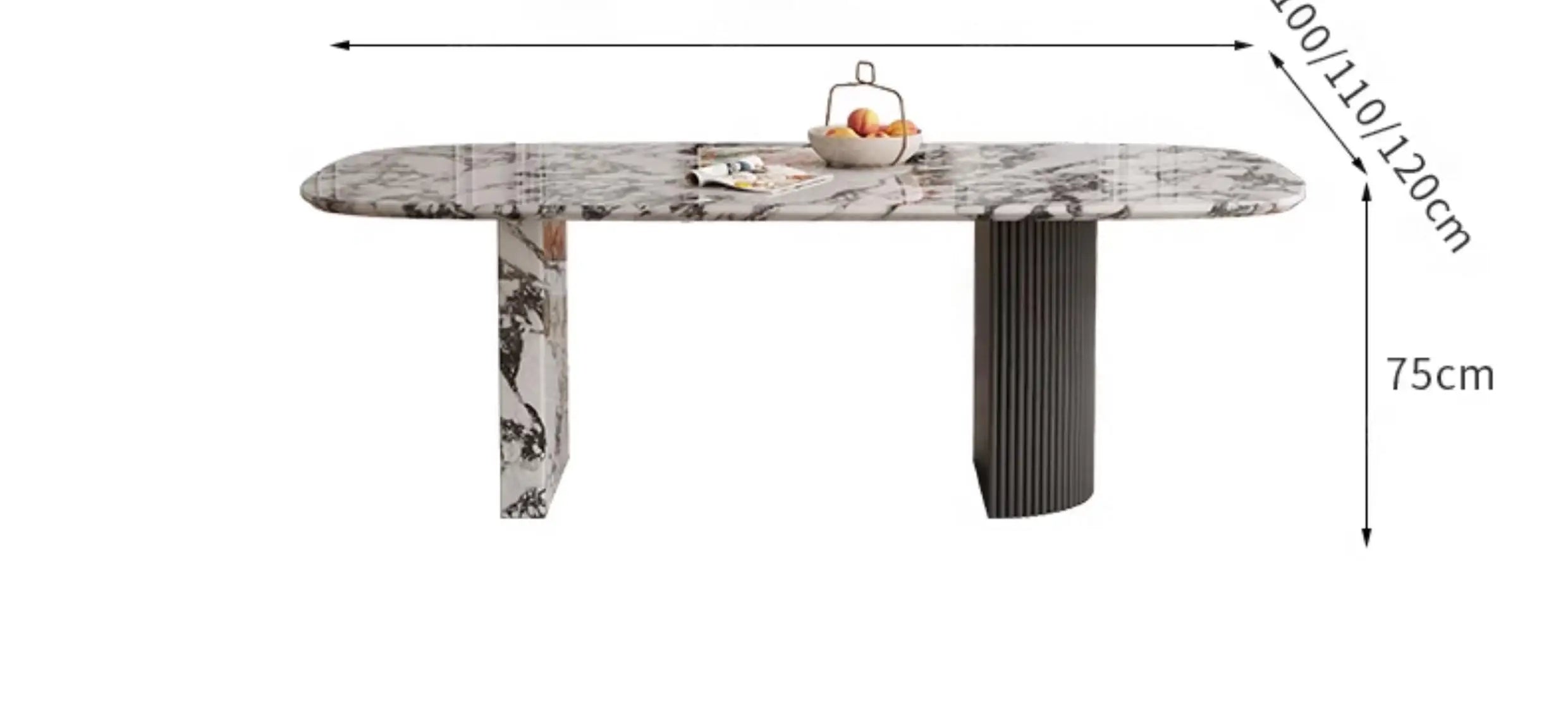 Luxury French Rectangle Marble Table, Cream Aesthetic Designer Villa Furniture, Trendy Natural Stone Dining Table