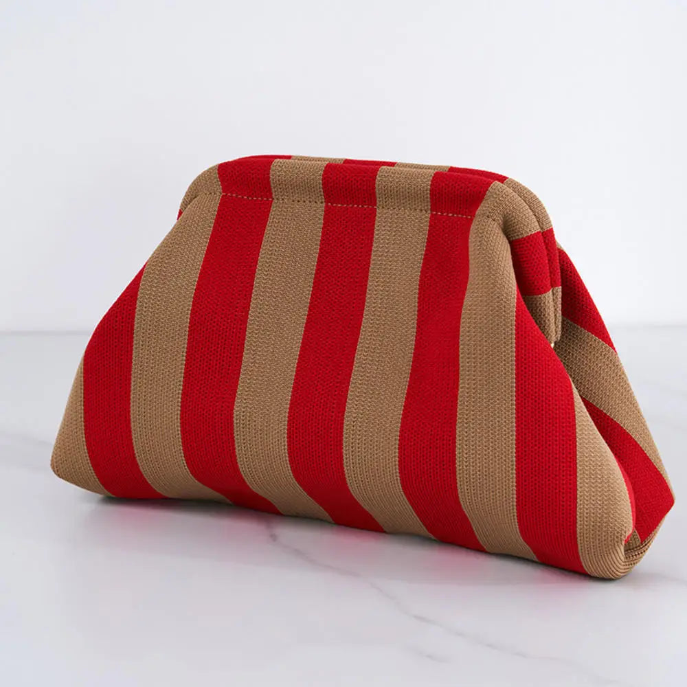Striped Polyester Clutch Bag Small — Multicolor | KIMLUD