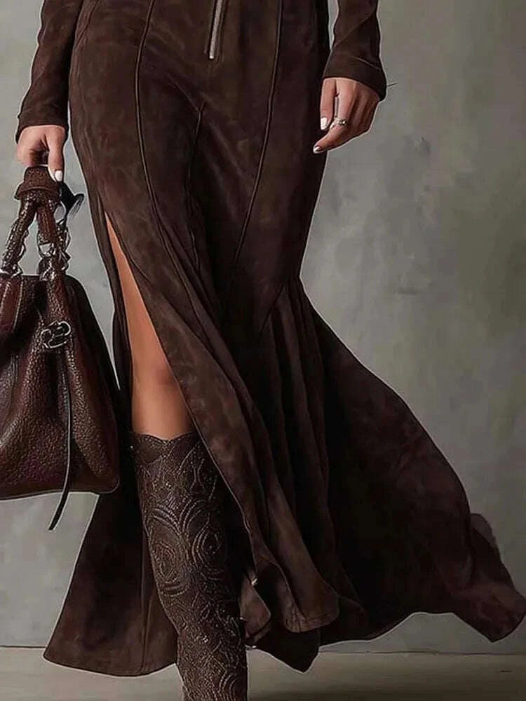 new-casual-o-neck-zipper-suede-party-dresses-elegant-side-split-solid-slim-long-dress-women-fashion-with-belt-tie-up-maxi-dresskimlud-womens-clothes-35073801