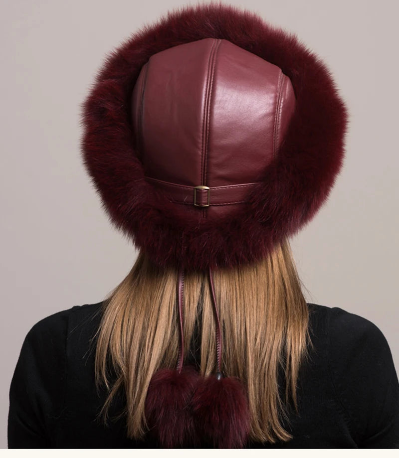 Fox Fur Hat – Real Fox Fur – Winter Warm Cap For Women | KIMLUD