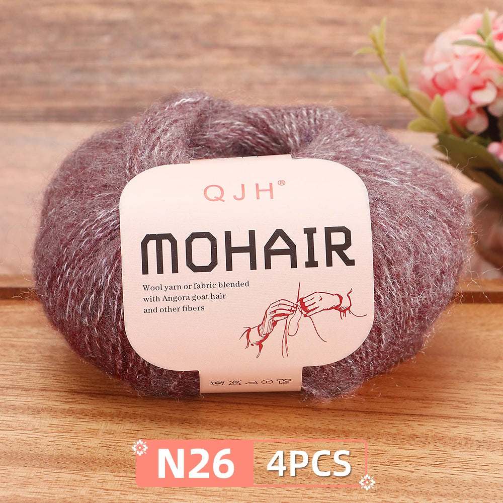 Mohair Yarn Set 4-Skein Bundle, 130m Each — Multicolor | KIMLUD